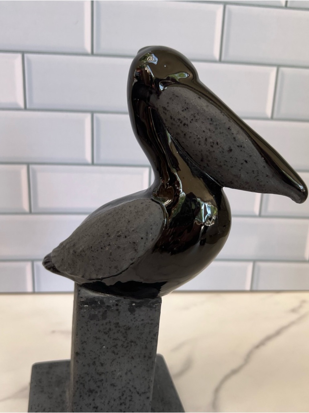 Vintage 80s Pelican Figurine Black Ceramic Nautical Coastal Home Decor 9.5” H - Picture 5 of 8